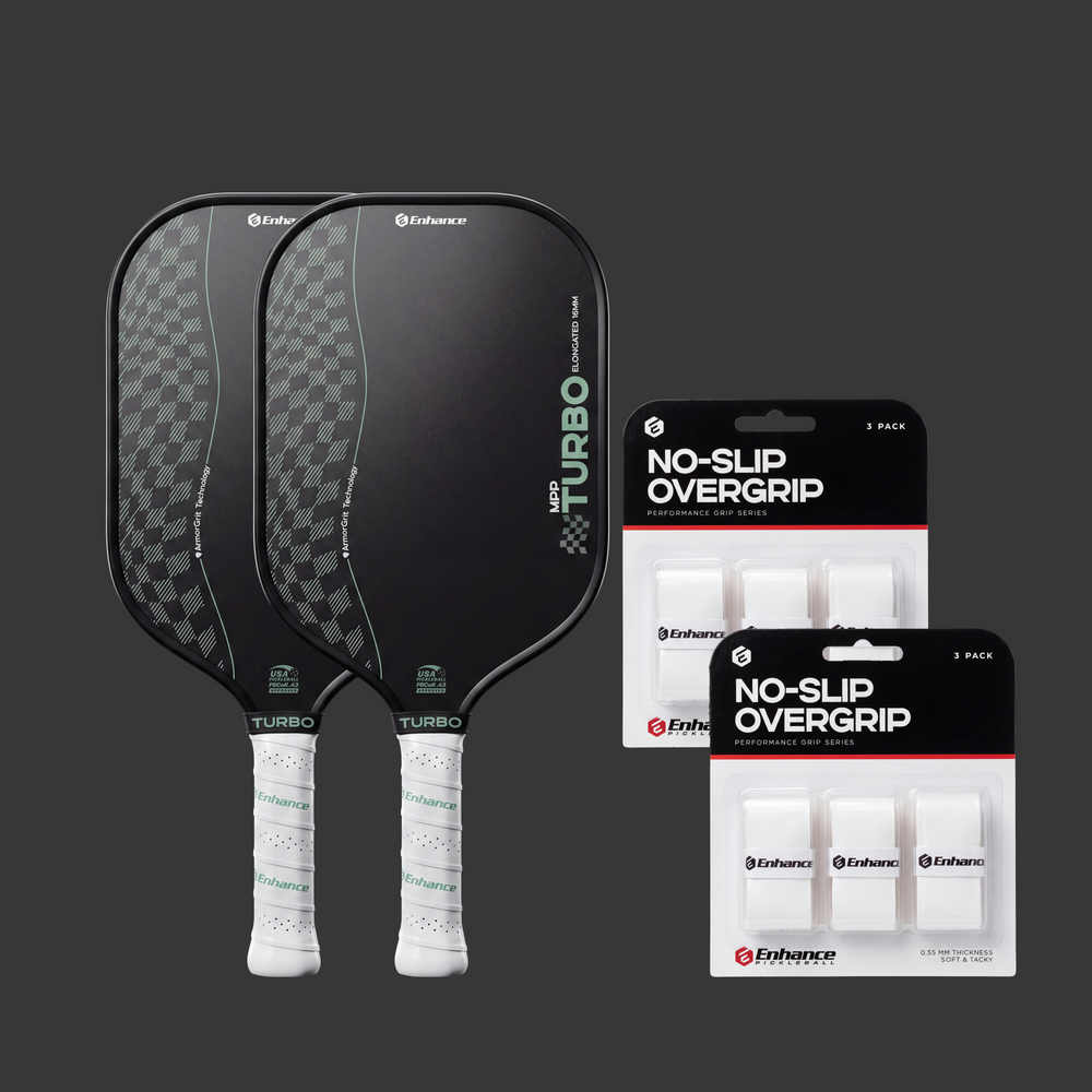 2x MPP Turbo w/ArmorGrit™ + 2 Packs of No-Slip Overgrips Bundle - Elongated